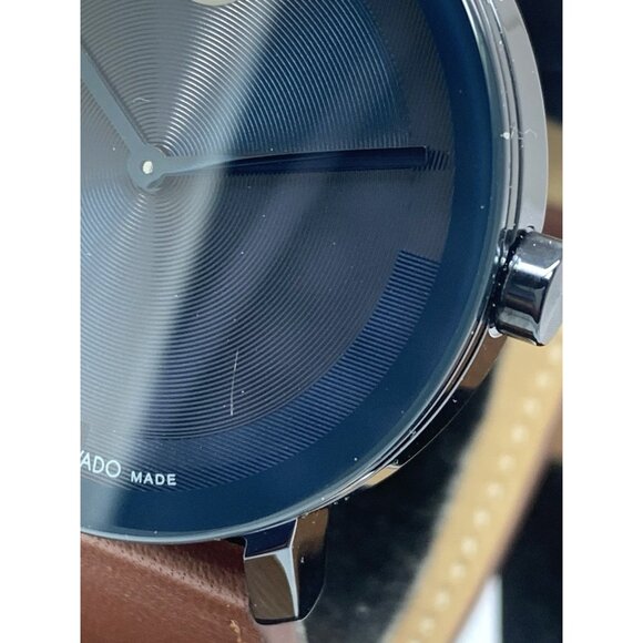 Movado Men's Watch 3601093 Bold Swiss Quartz Blue Dial 40mm Brown Leather Strap - Picture 7 of 14